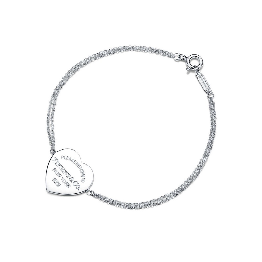 Tiffany&Co. Heart Tag Double Chain Bracelet Silver